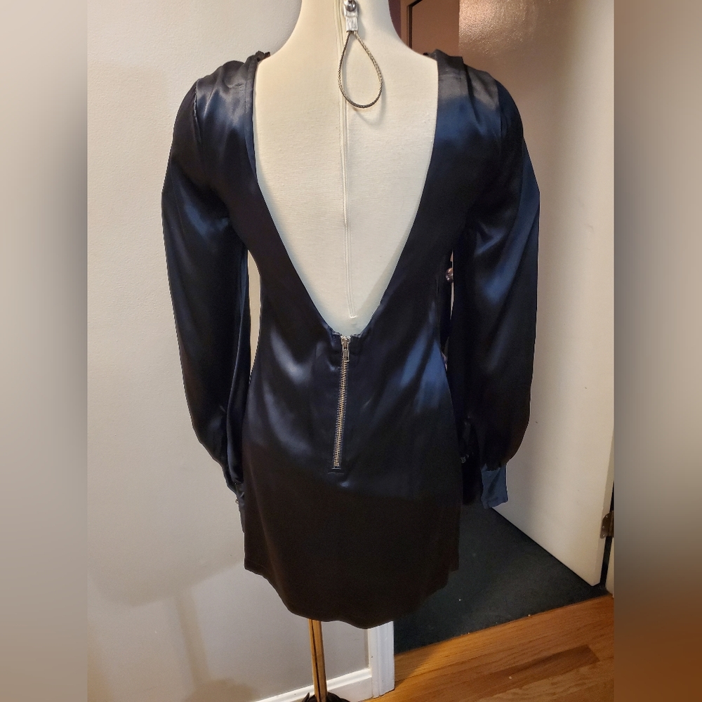 Black long sleeve silk dress